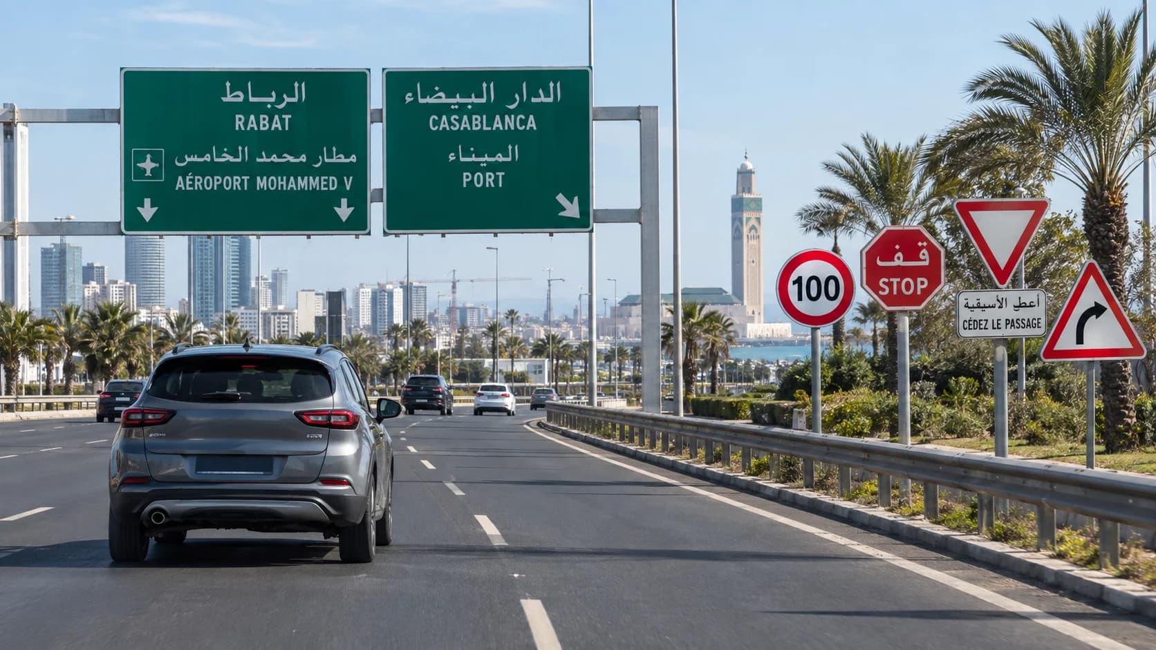Morocco Road Signs for Rental Car Drivers Starting in Casablanca